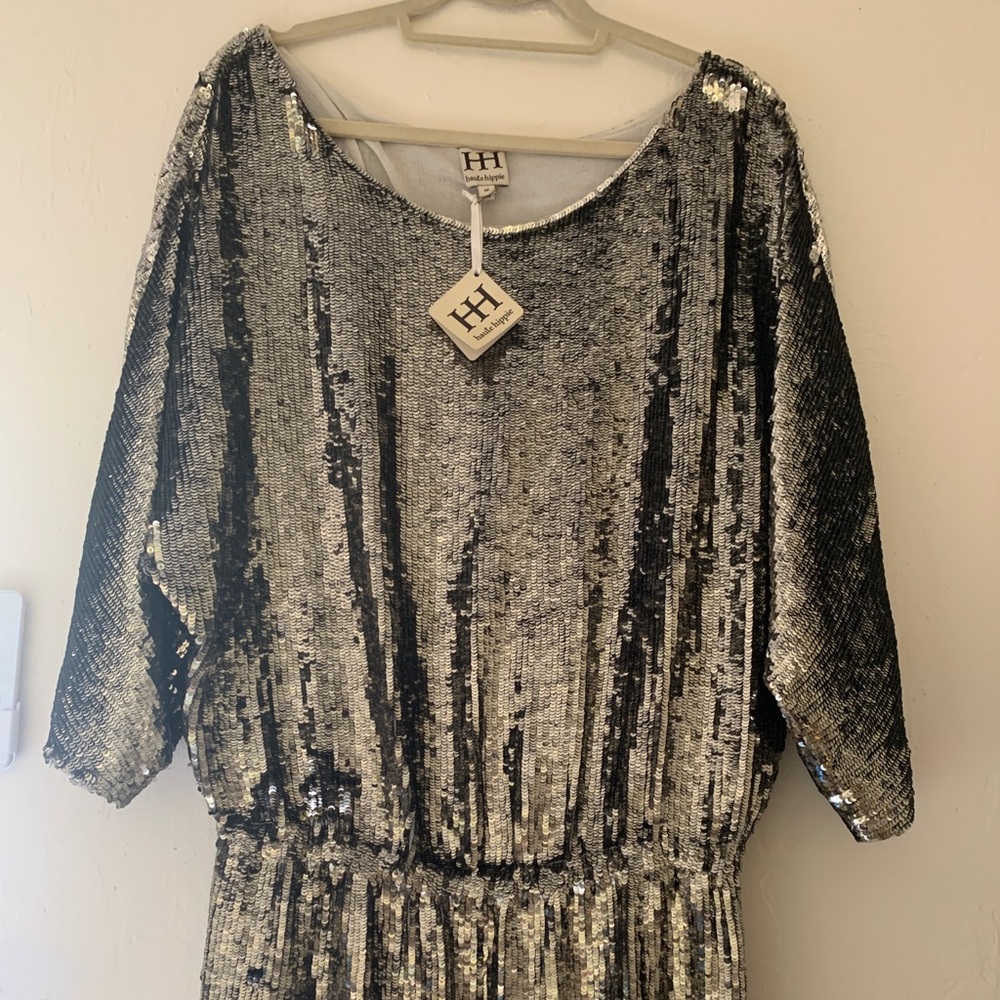 Haute Hippie metallic sequin dress